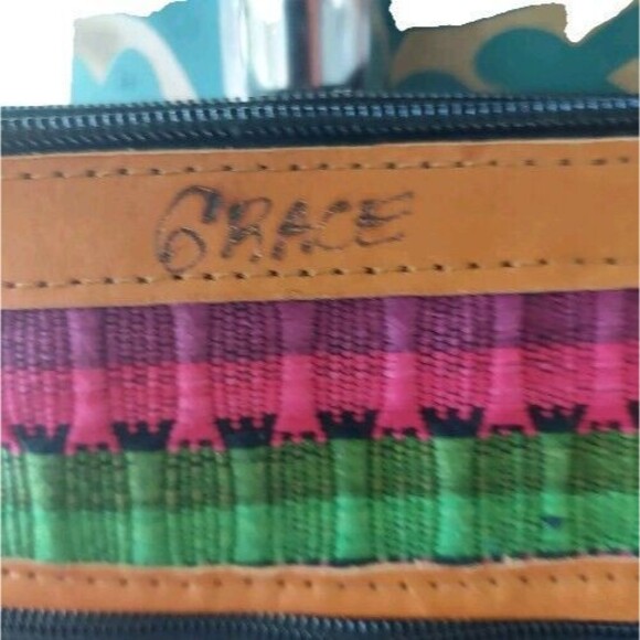 Handmade Colorful Woven Suede & Textile/Multicolor Stripes Grace Purse Crossbody - Picture 2 of 3